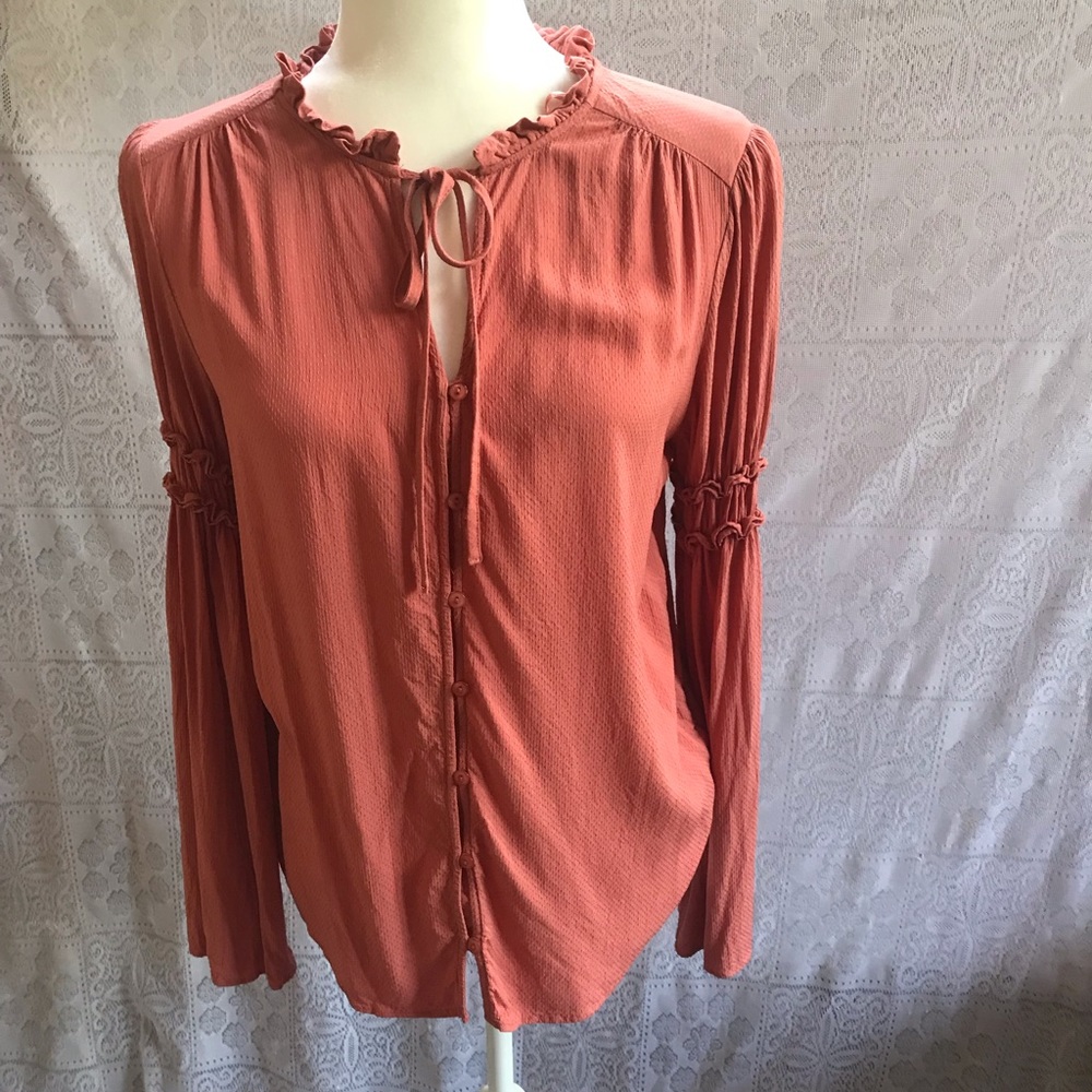 Eliane Rose Vintage Long Bell Sleeve  Blouse with Ruffles